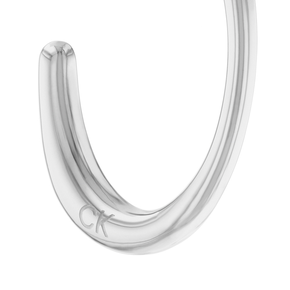 【Calvin Klein】CK 35000346 Playful Organic Shapes橢圓C形穿式耳環-銀 現代鐘錶