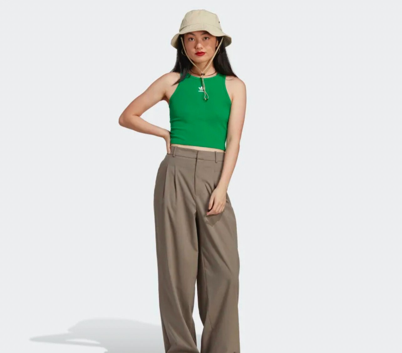 Adidas ADICOLOR RIB 背心 削肩 休閒背心 螺紋 綠 IL9628 APR-