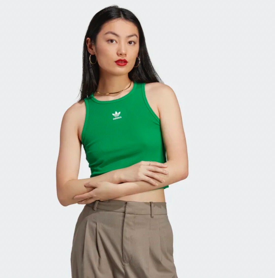 Adidas ADICOLOR RIB 背心 削肩 休閒背心 螺紋 綠 IL9628 APR-