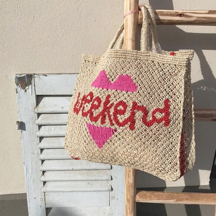 英國 The Jacksons 手工編織字母包 weekend愛心 原色 (紅)