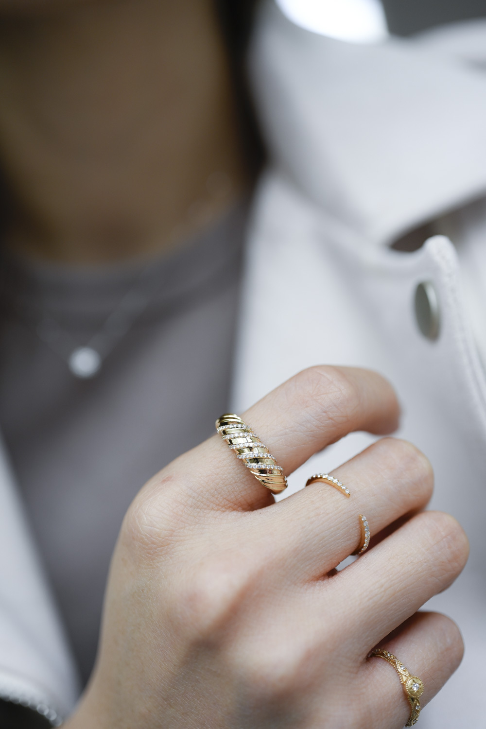 18K Croissant Diamond Ring