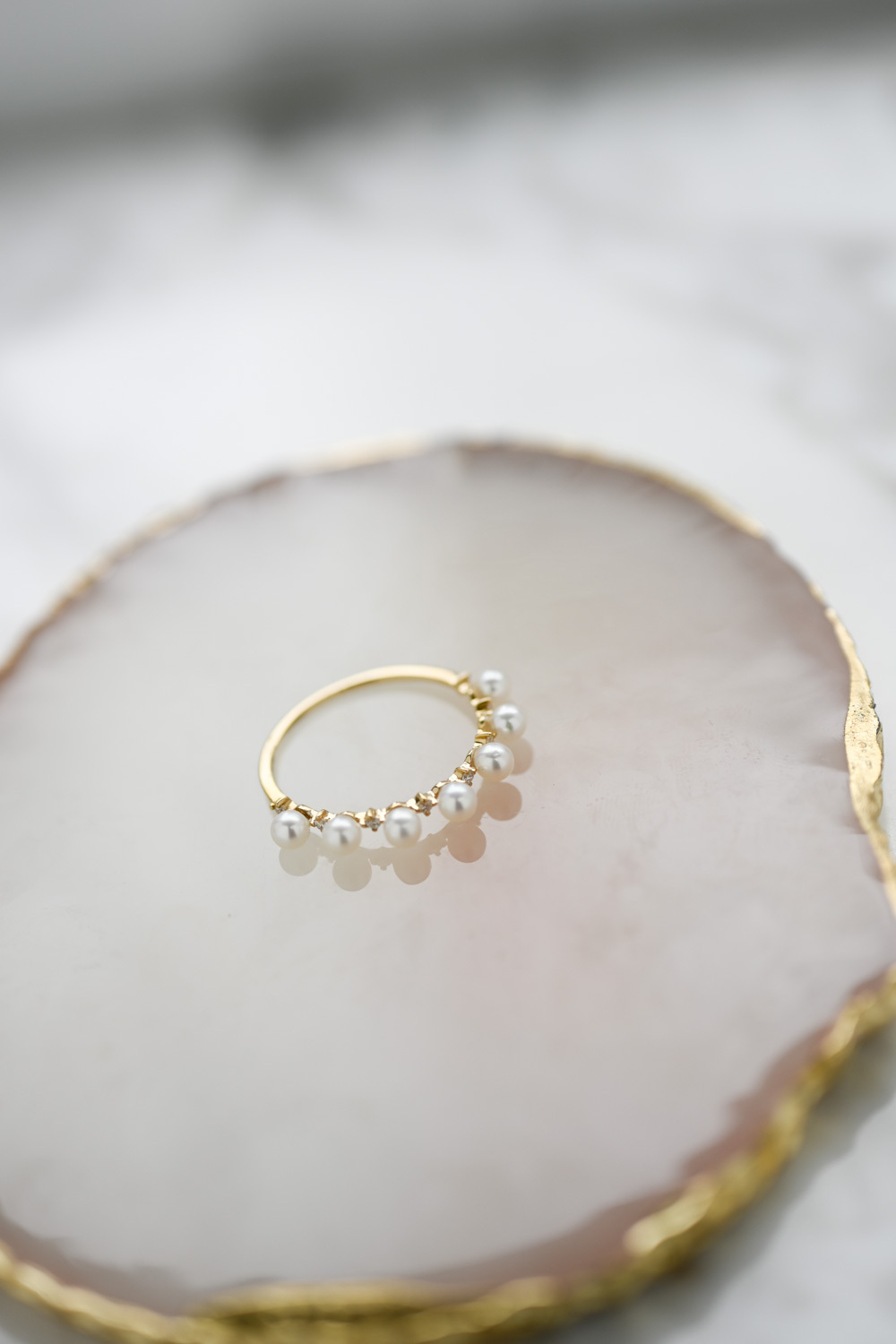 18K Vinzia Little Pearl and Diamond Ring