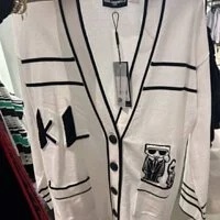 [S] KARL LAGERFELD COLLEGIATE CARDIGAN,SOFT WHITE, L3BSS752-SW9, FINAL SALE (SKL532)