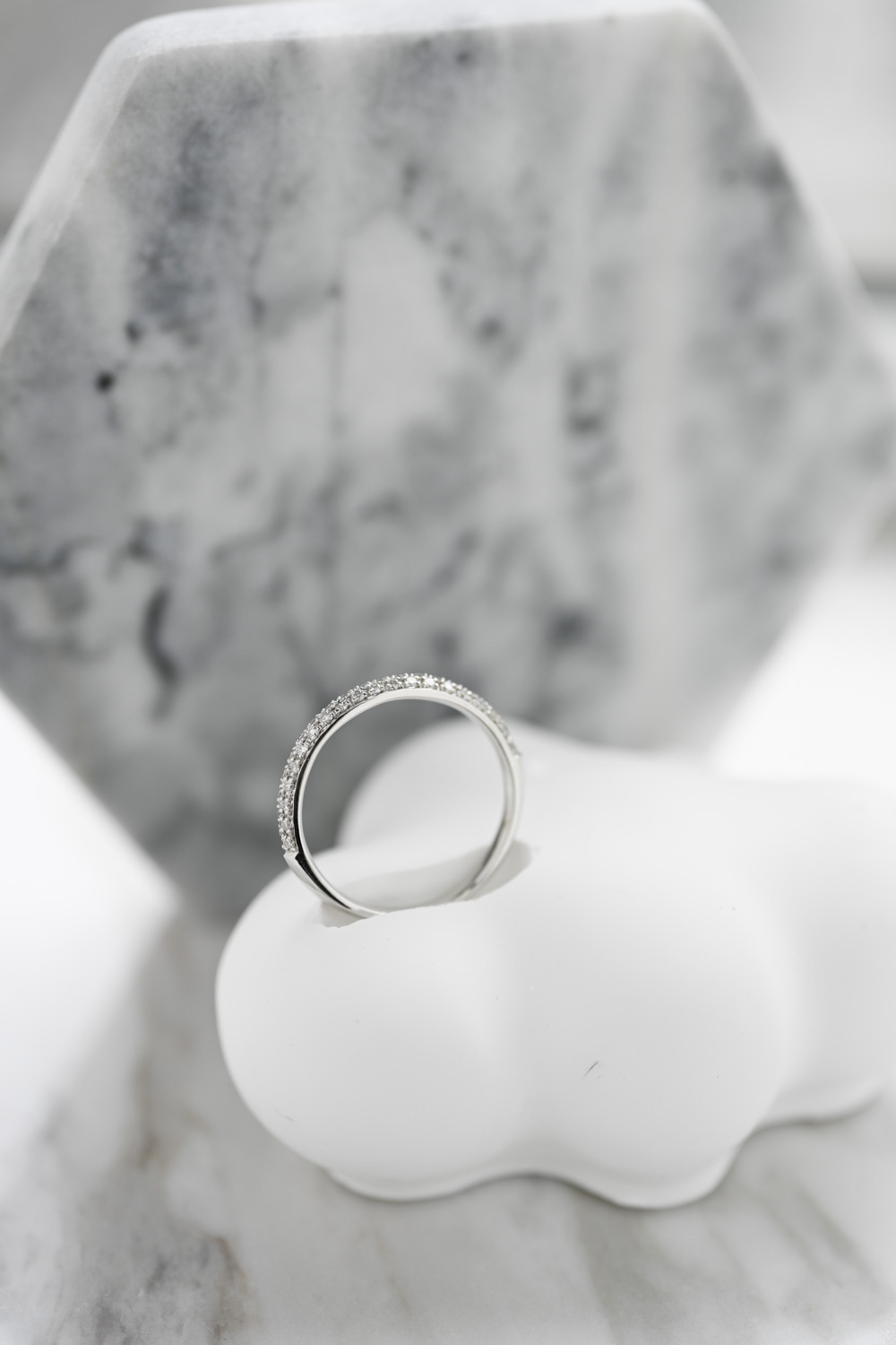 18K Bold Half Band Diamond Ring