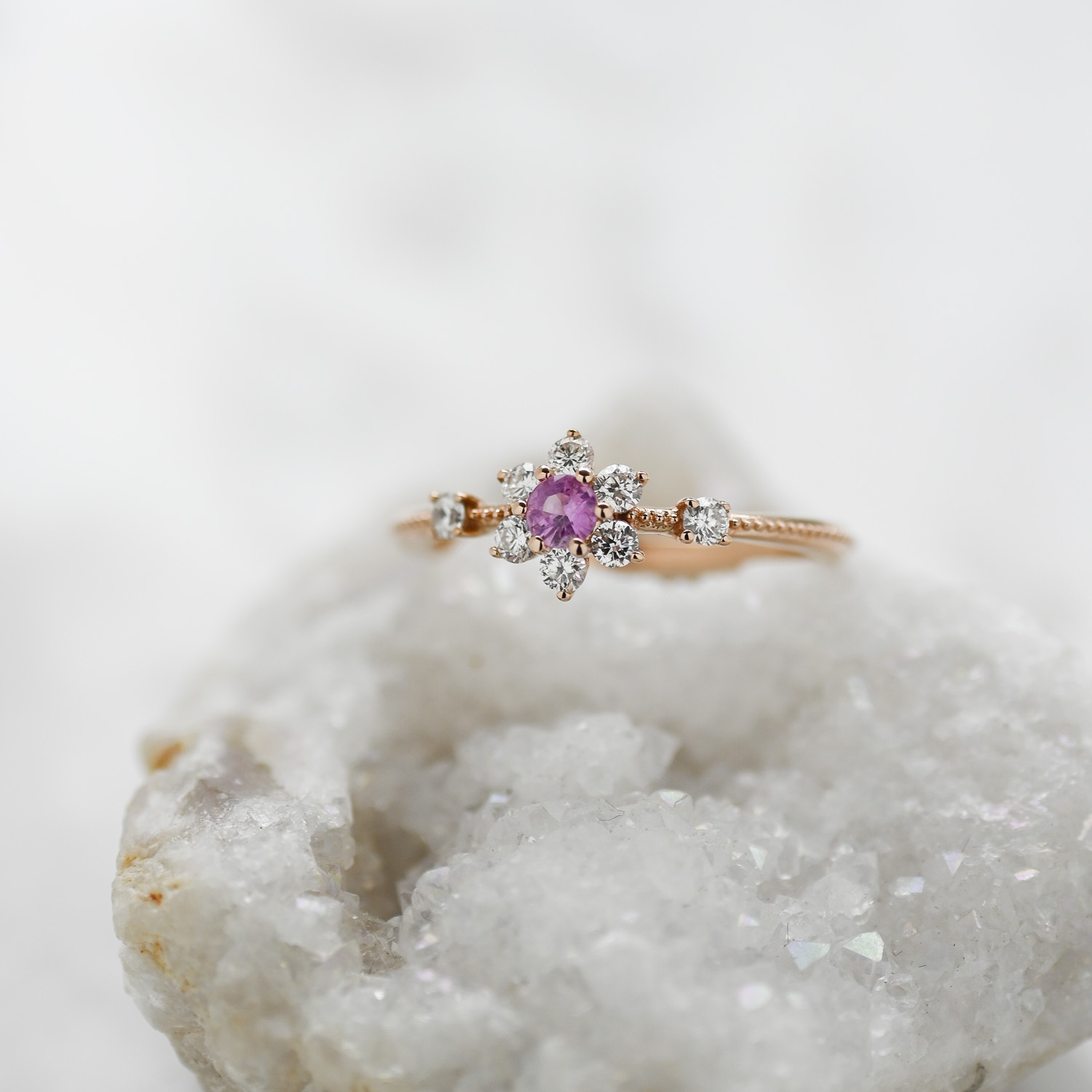 18K Sunflower Diamond Ring