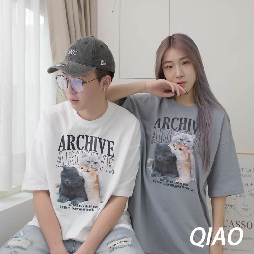 8K高畫質 三隻小貓 落肩T