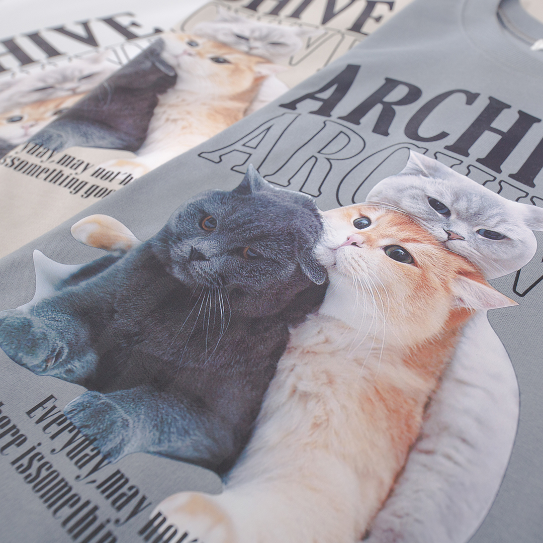 8K高畫質 三隻小貓 落肩T