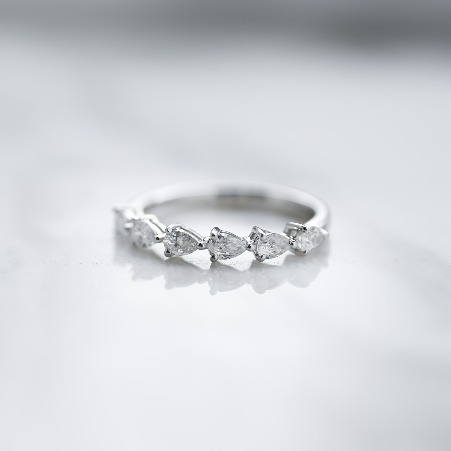 18K Pear Shape Half Eternity Diamond Ring