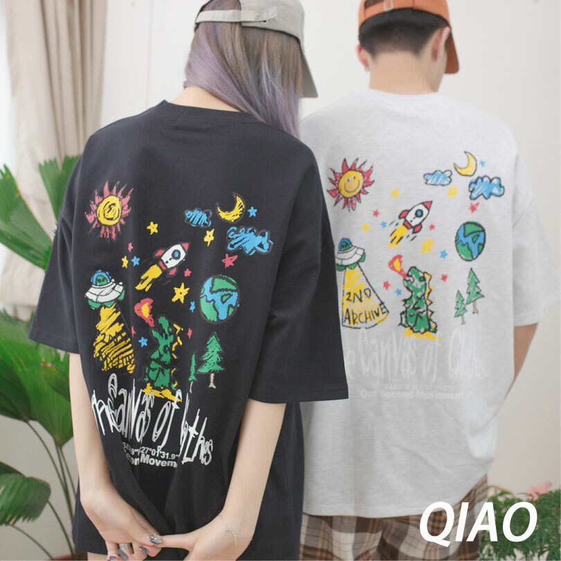 史詩 滅絕 宇宙大戰 手繪 落肩五分T