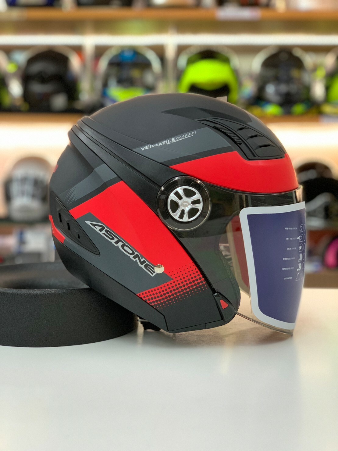 ASTONE DJ10A OO28 平光黑/紅 3/4罩