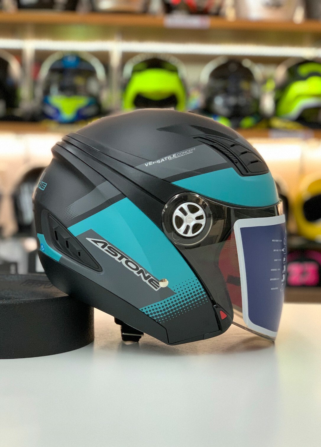 ASTONE DJ10A OO28 平光黑/藍 3/4罩