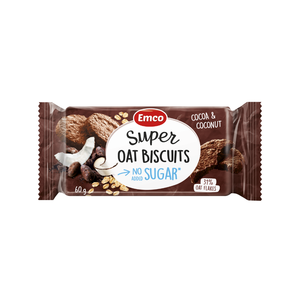 Emco 高纖無加糖朱古力椰子燕麥餅（60G）（57507）