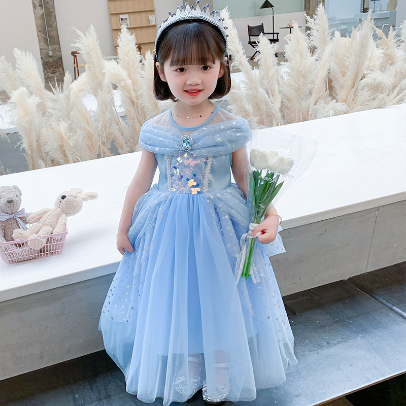 H128BL_SS23_C🩵❄️冰雪閃閃背心公主紗裙