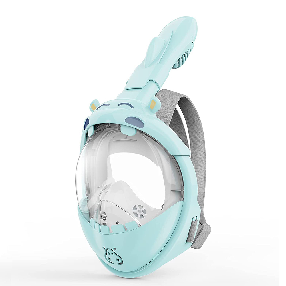 動物造型兒童全罩式呼吸浮潛面鏡 - 河馬
