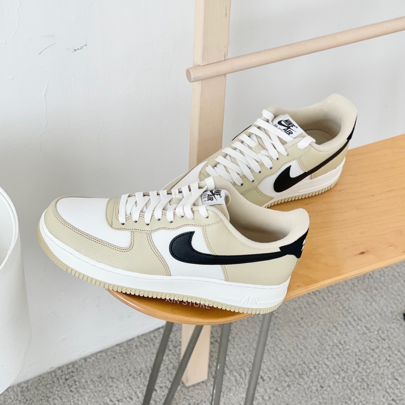 Nike Air Force 1 '07 低筒帆布麂皮撞色拼接珍珠奶茶