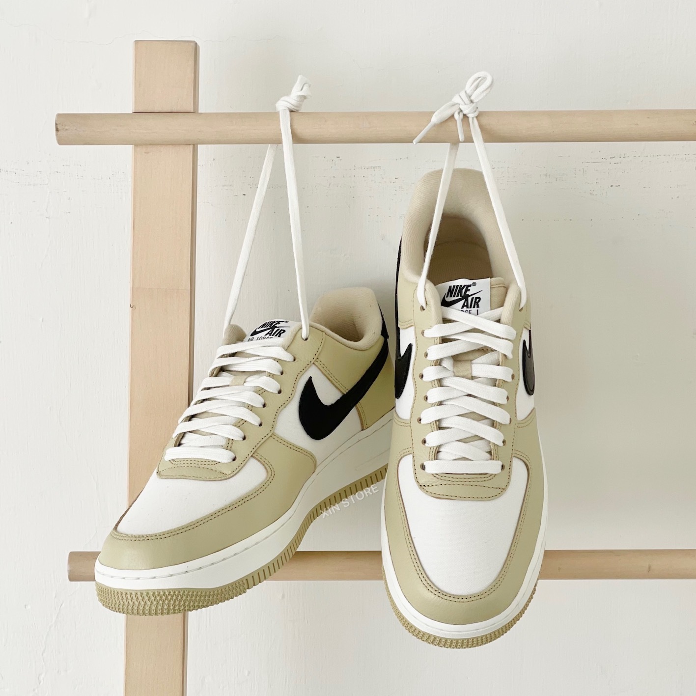 Nike Air Force 1 '07 低筒 帆布 麂皮 撞色 拼接 珍珠奶茶