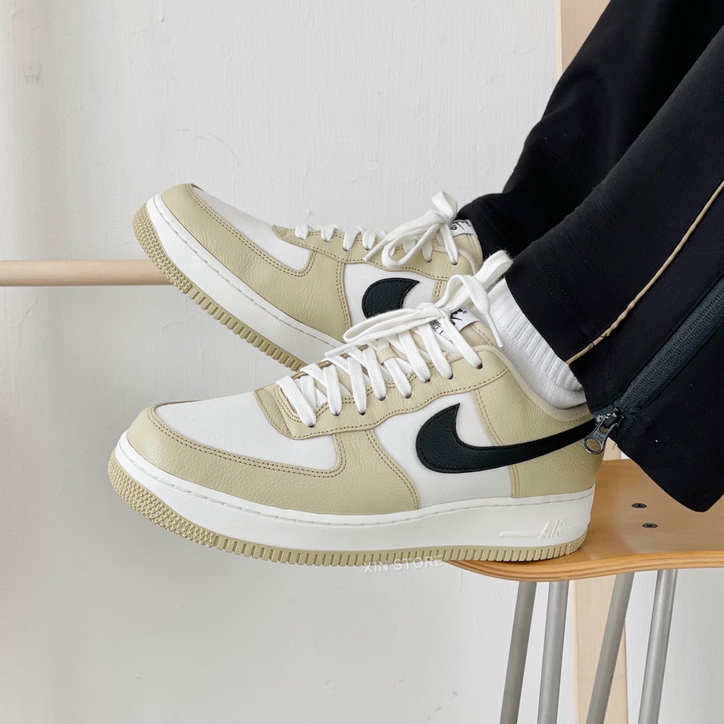 Nike Air Force 1 '07 低筒 帆布 麂皮 撞色 拼接 珍珠奶茶