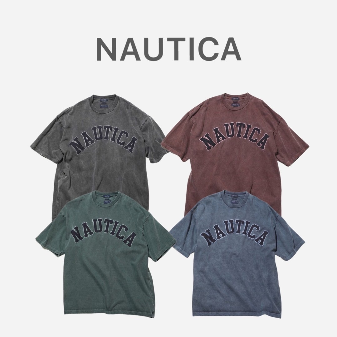 NAUTICA Pigment Dyed "TOO HEAVY" Arch LOGO S/S 水洗仿舊字體短T (4色)