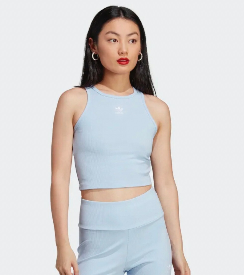 Adidas ADICOLOR RIB 背心 削肩 休閒背心 螺紋 水藍 APR-
