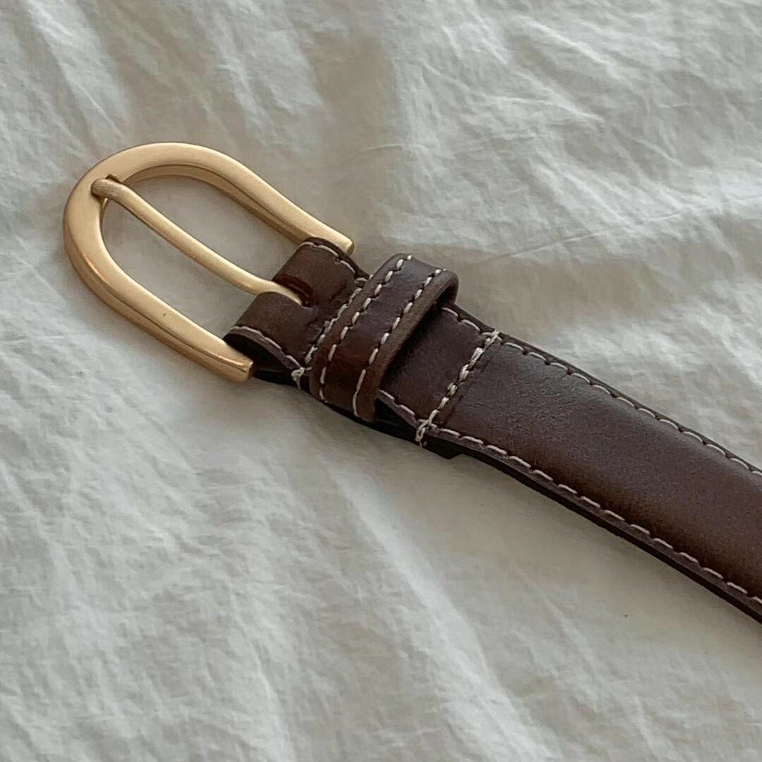 車線真皮皮帶(咖/黑)