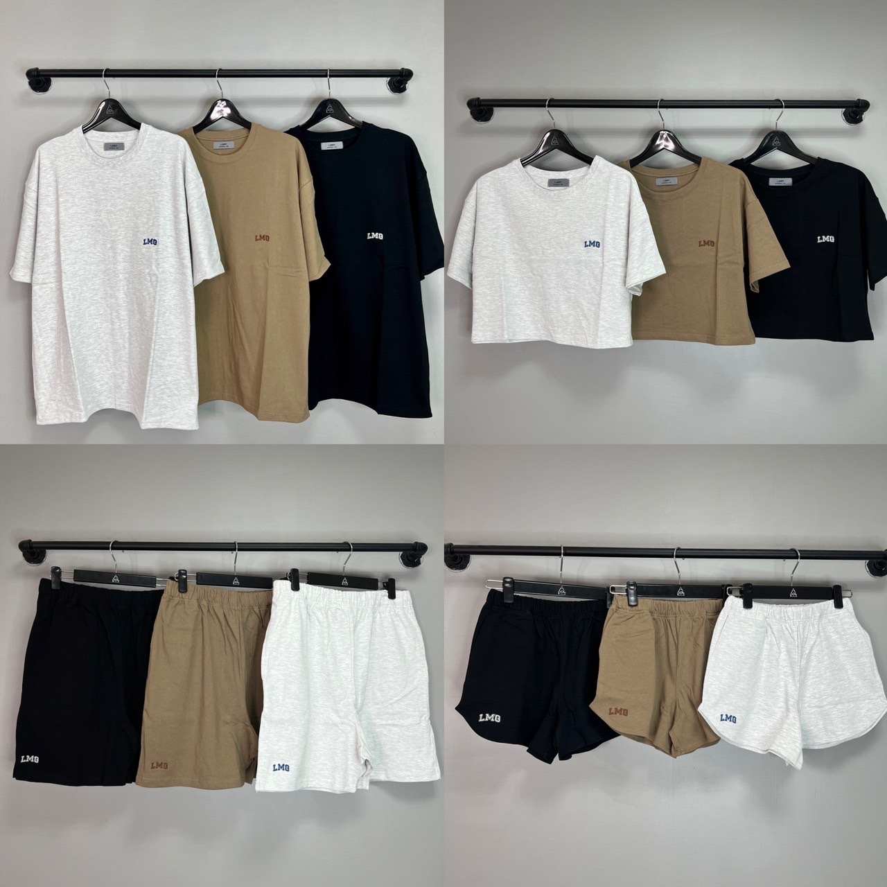 韓國 刺繡 小LOGO 短袖 短褲 套裝