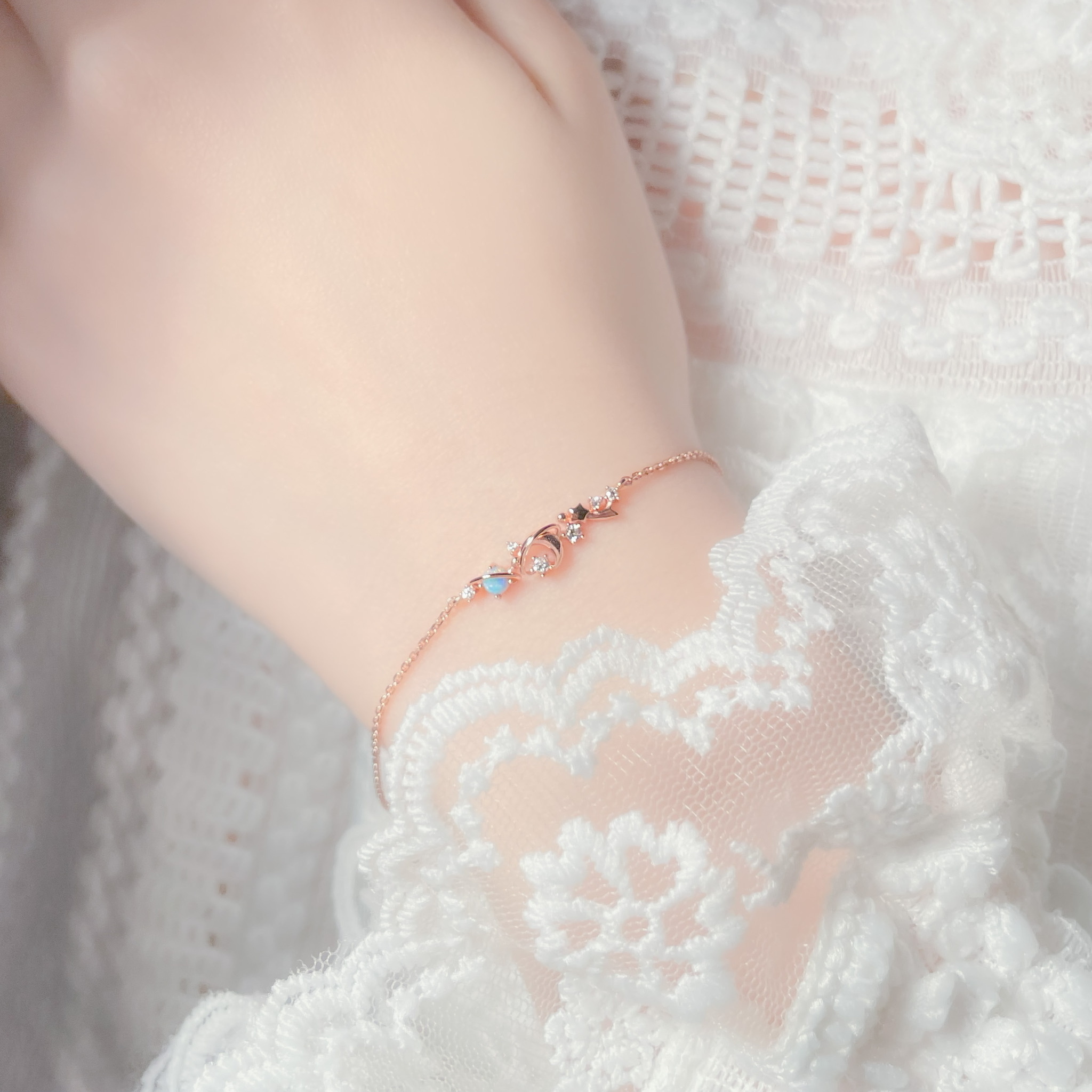 | 925純銀・厚鍍白金・ 厚鍍玫瑰金 | 摩羯座手鏈 (銀/玫瑰金) | BR0829 |