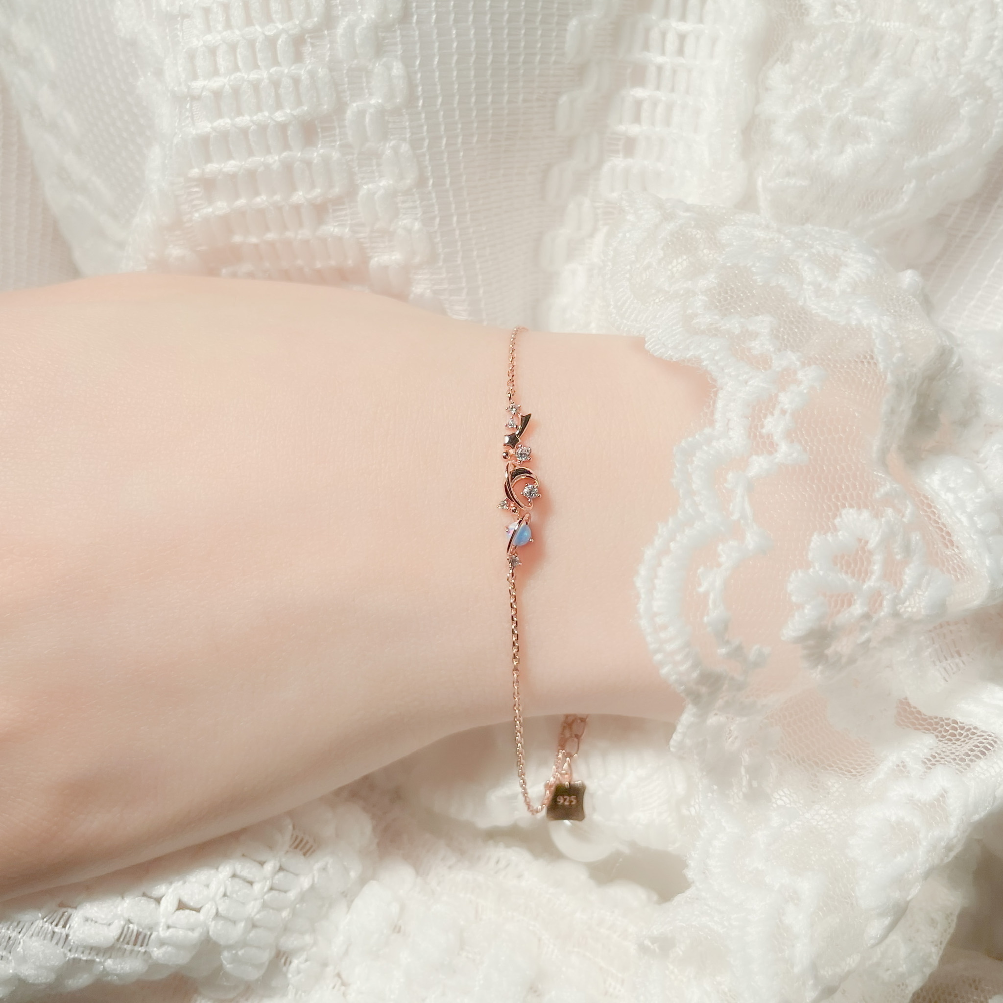 | 925純銀・厚鍍白金・ 厚鍍玫瑰金 | 摩羯座手鏈 (銀/玫瑰金) | BR0829 |