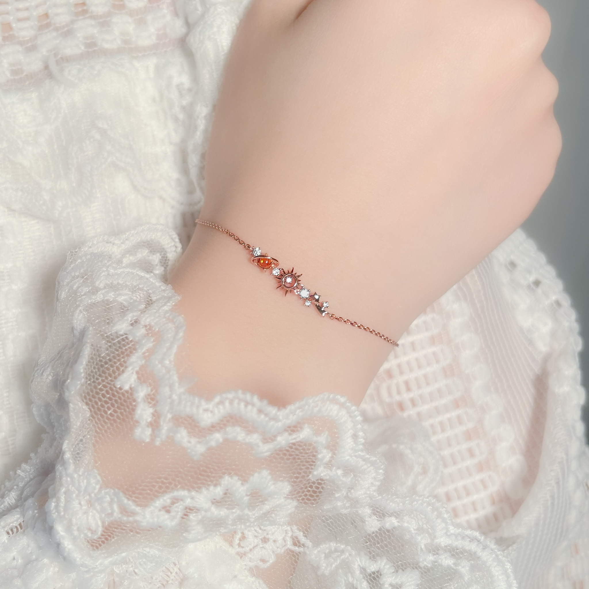 | 925純銀・厚鍍白金・ 厚鍍玫瑰金 | 獅子座手鏈 (銀/玫瑰金) | BR0829 |