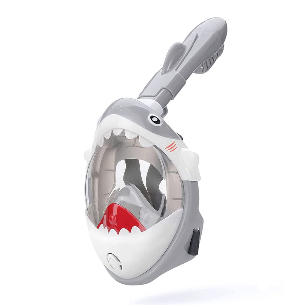 動物造型兒童全罩式呼吸浮潛面鏡 - 灰鯊