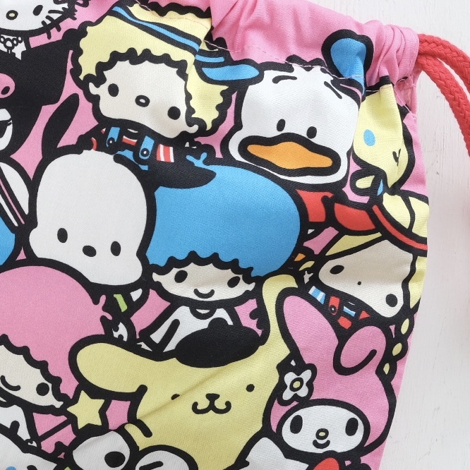 Sanrio all characters print drawstring bag