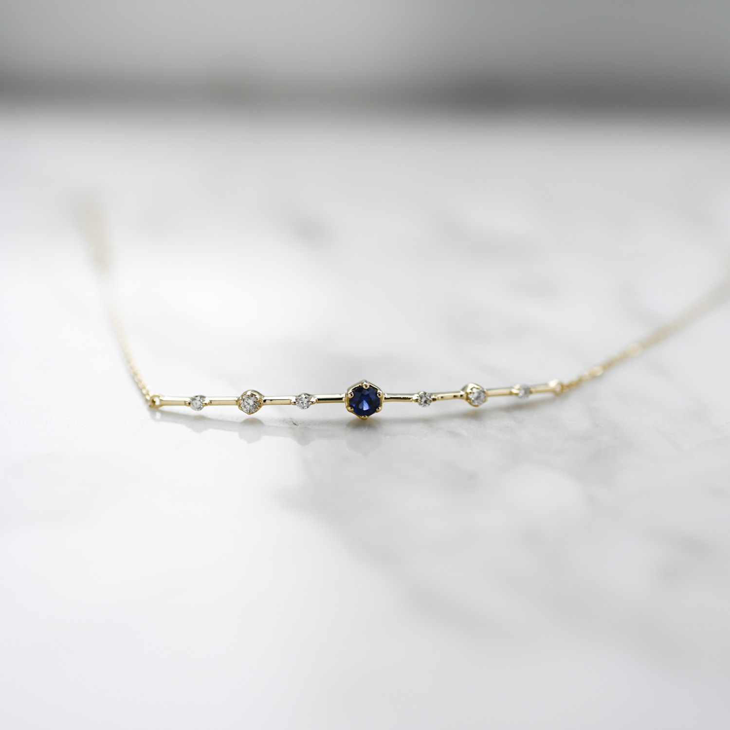 18K Hexa Birthstone Diamond Half Bangle Bracelet