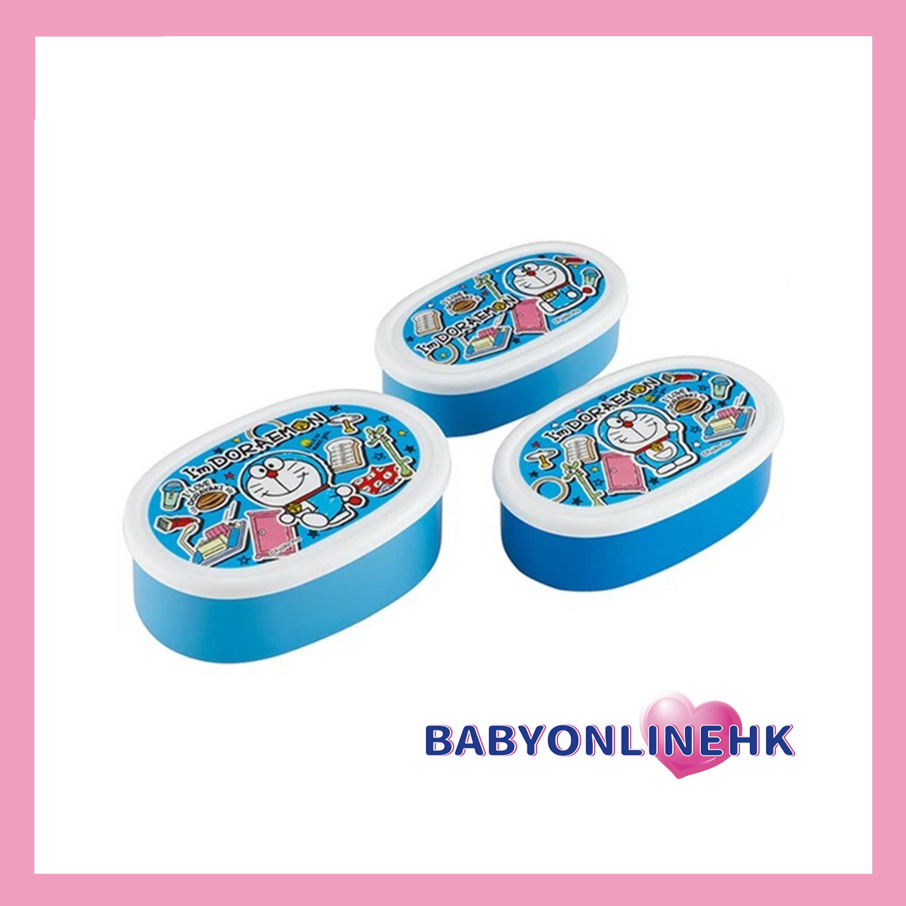 SKATER哆啦A夢貼紙860ml 一套3個 密封容器收納盒 日本製造 Ag+ 抗菌(母親節禮物入學準備托兒所幼兒園小學生)(此為平行進口產品)