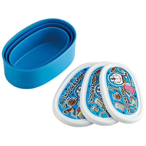 SKATER哆啦A夢貼紙860ml 一套3個 密封容器收納盒 日本製造 Ag+ 抗菌(母親節禮物入學準備托兒所幼兒園小學生)(此為平行進口產品)