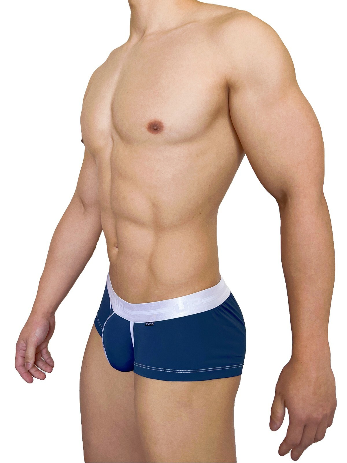 極細纖維系列 - 低腰四角內褲 海軍藍/極致白