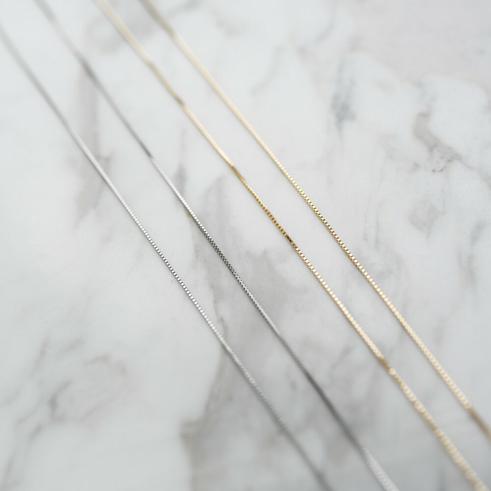 18K Box Plain Necklace Chain