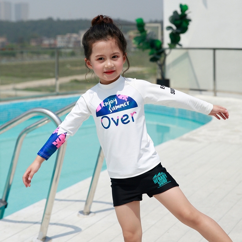 兒童長袖防曬套裝 - 白