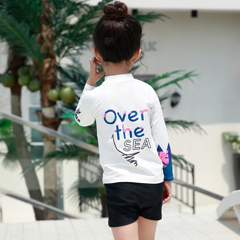 兒童長袖防曬套裝 - 白