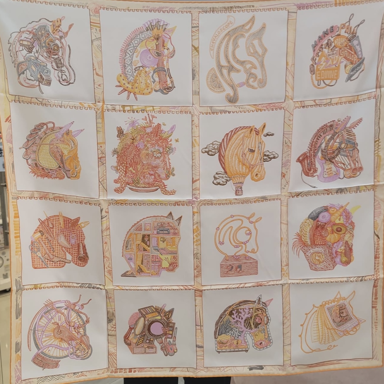 Hermes Chevaloscope scarf 90 orange