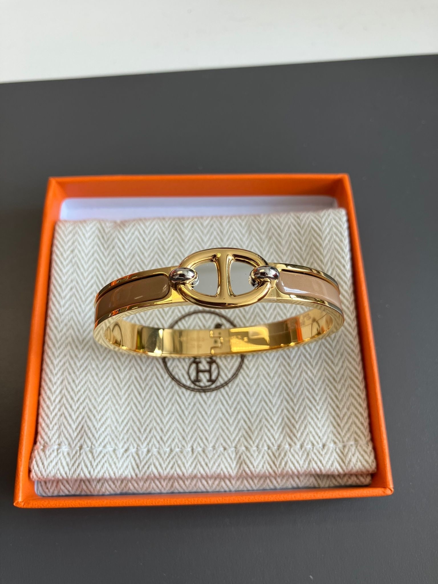 Hermès K32 Mini Clic Chaine d’Ancre bracelet PM size Foin GHW