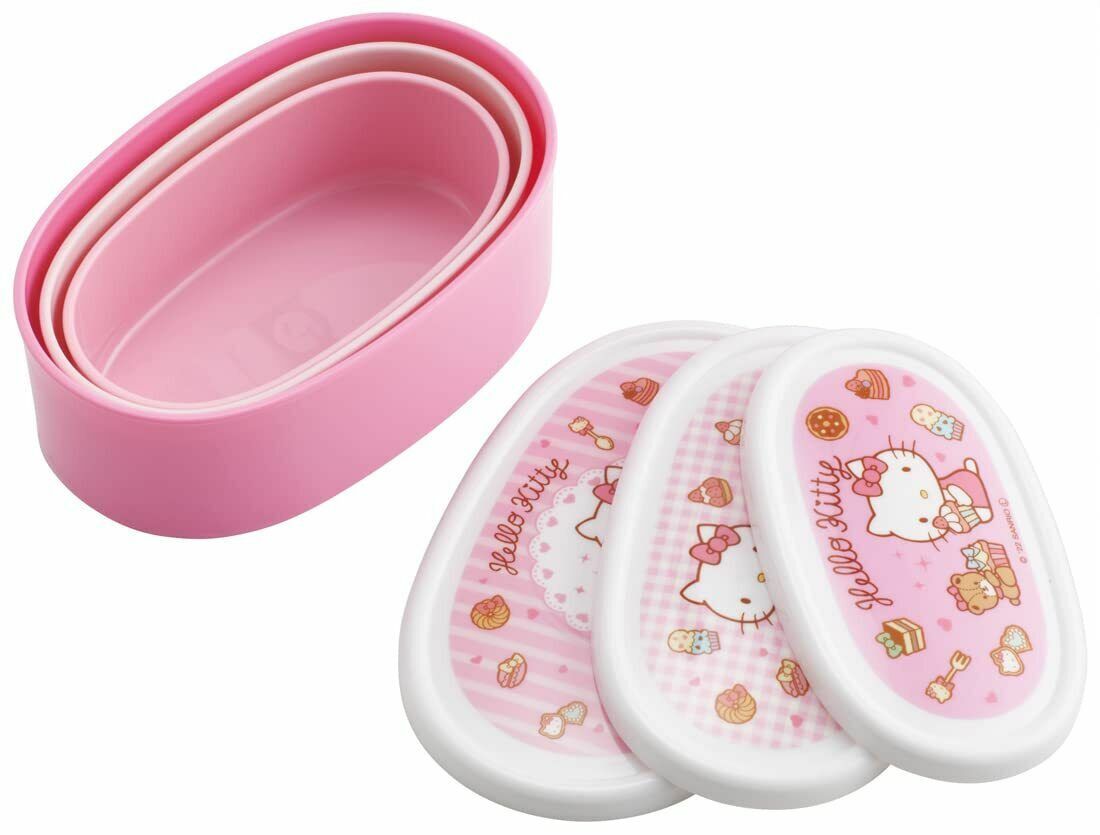 Hello Kitty 抗菌密封容器 3 件套 幼稚園入學零食盒 (此為平行進口產品)