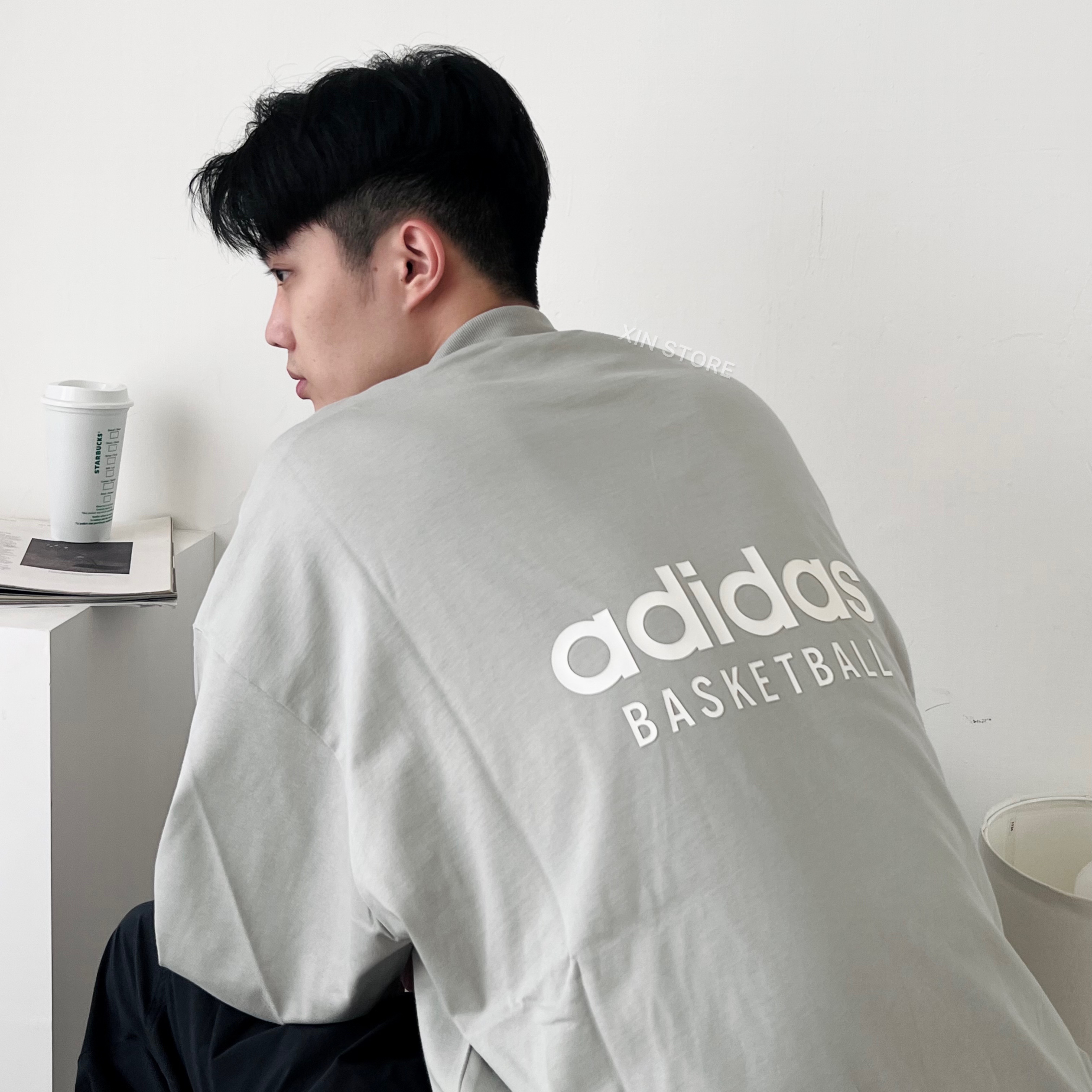 Xin Store🔹Adidas Basketball Unitefit 薄長袖落肩寬鬆背大字長袖