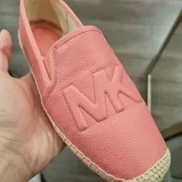 [S] MICHAEL KORS HASTINGS ESPADRILLE TUMBLED FAUX LEATHER/MK EMB,TEA ROSE, 49S3HTFP1L-TEA ROSE (SMK330)