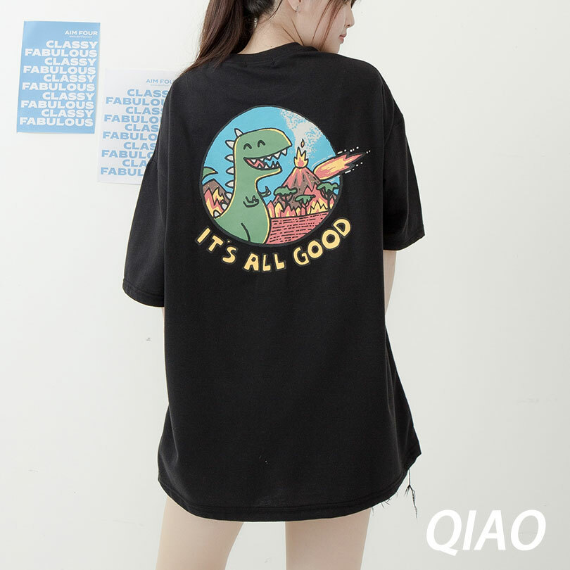 史前日本 櫻島火山 韓國哈日版 小恐龍 落肩T