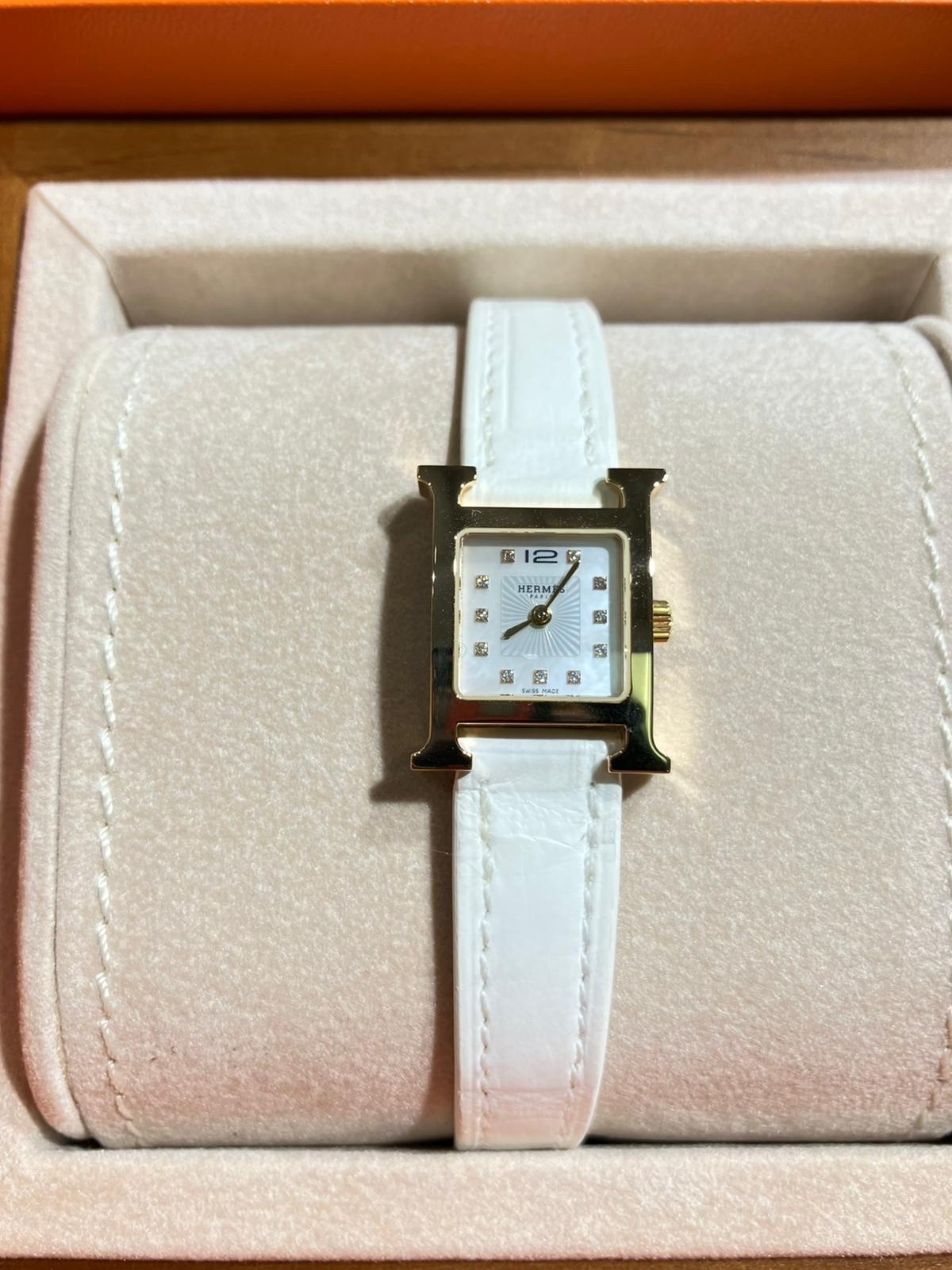 Hermès R027 Heure H Diamond Watch alligator strap
