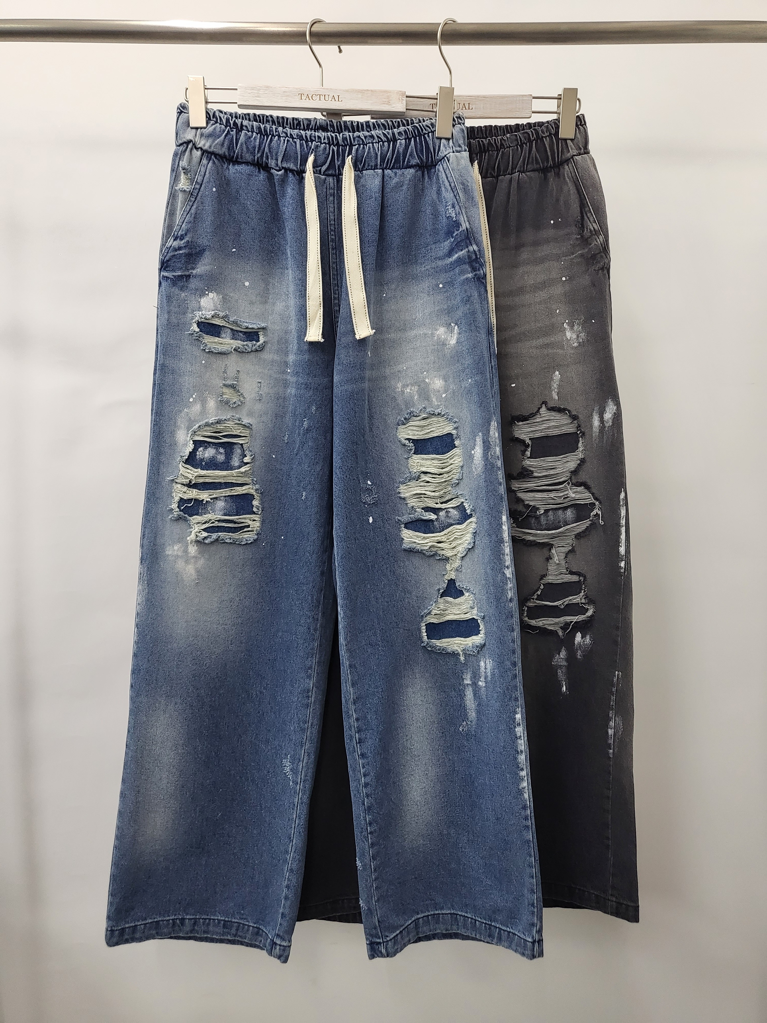 破洞鬆身牛仔褲 J668