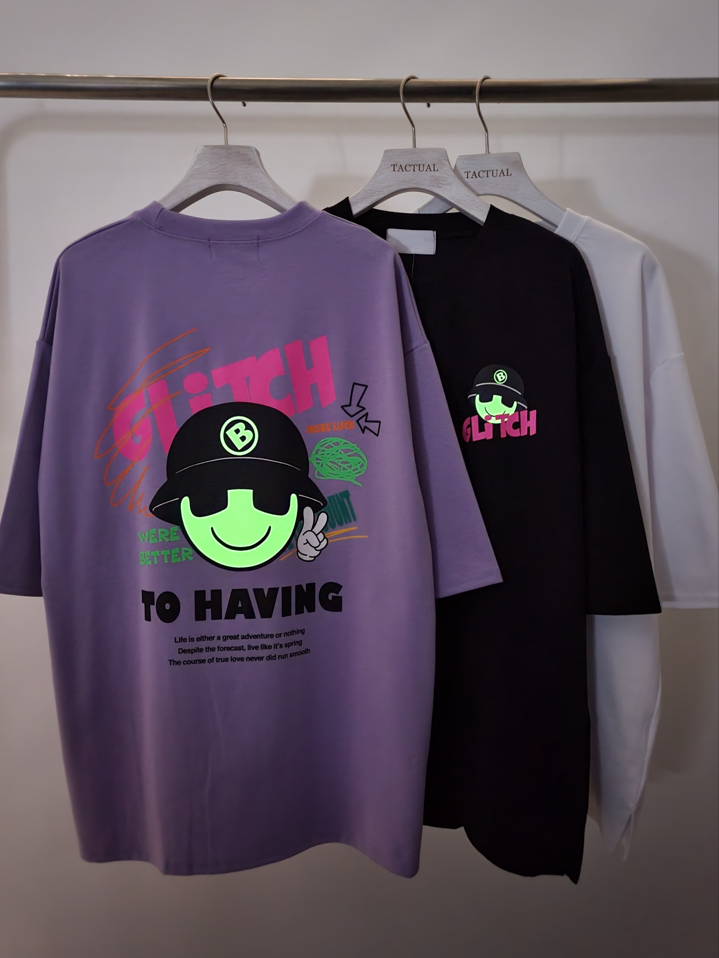 夜光公仔圖案短袖Tee T4745