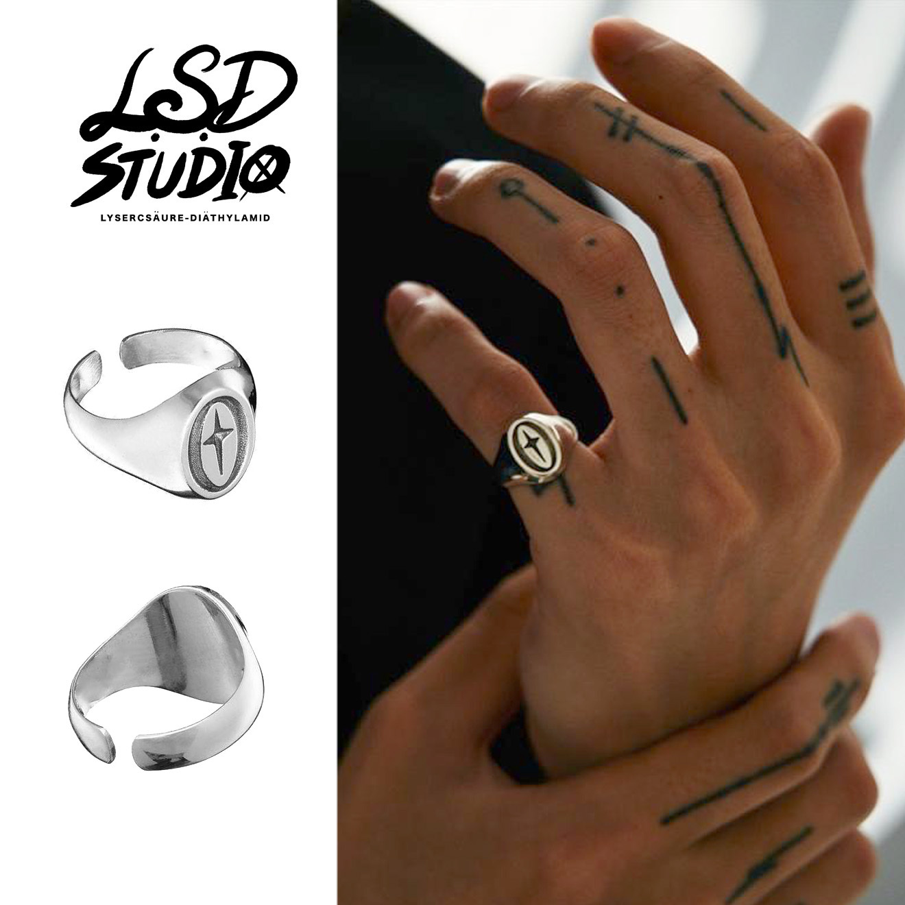 【ACTO99】十字星芒刻印開口設計戒指