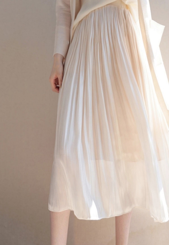 珠光雪紡裙 白色