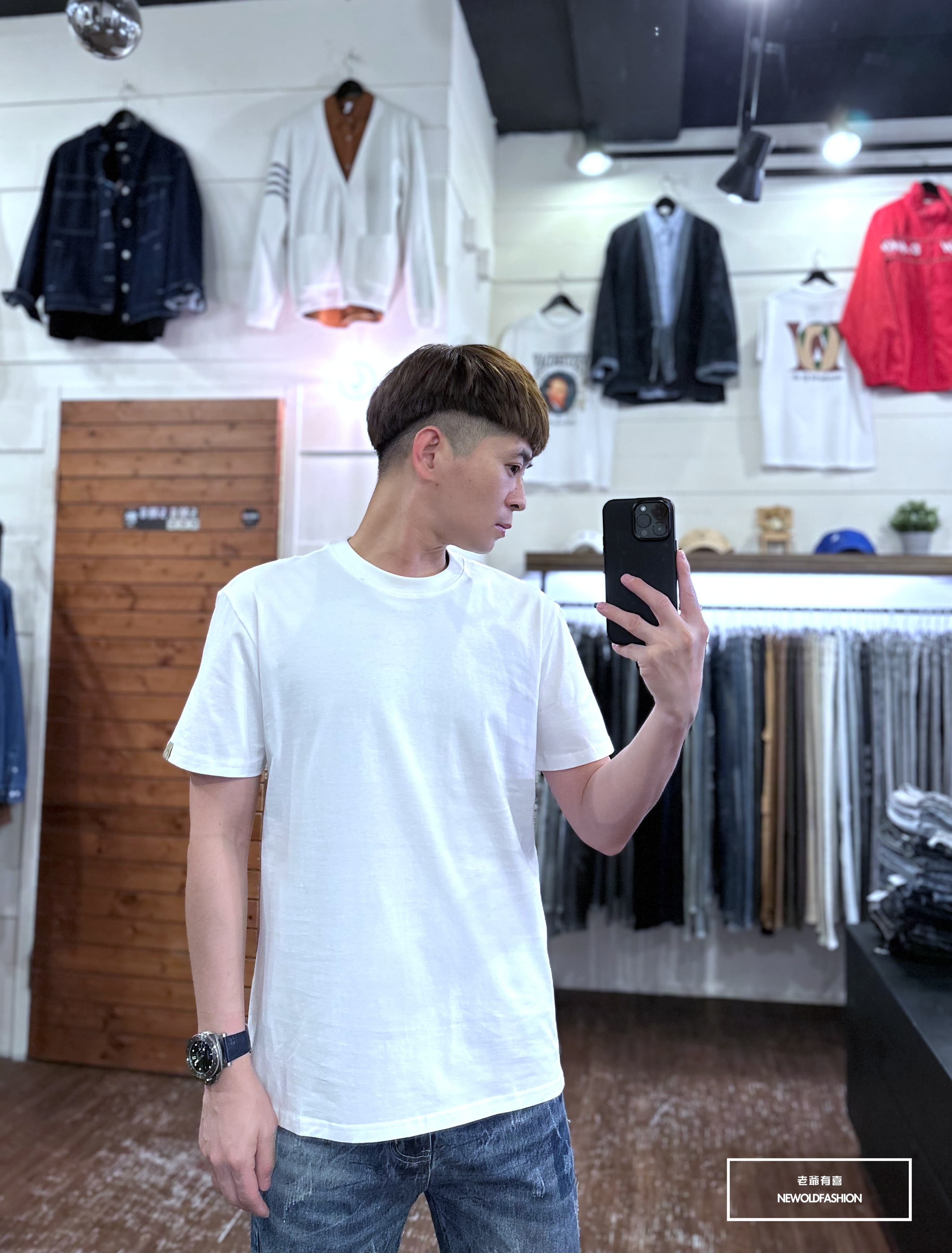 『新品上市』重磅全素修身剪裁短T(NOF2303C40001)-白