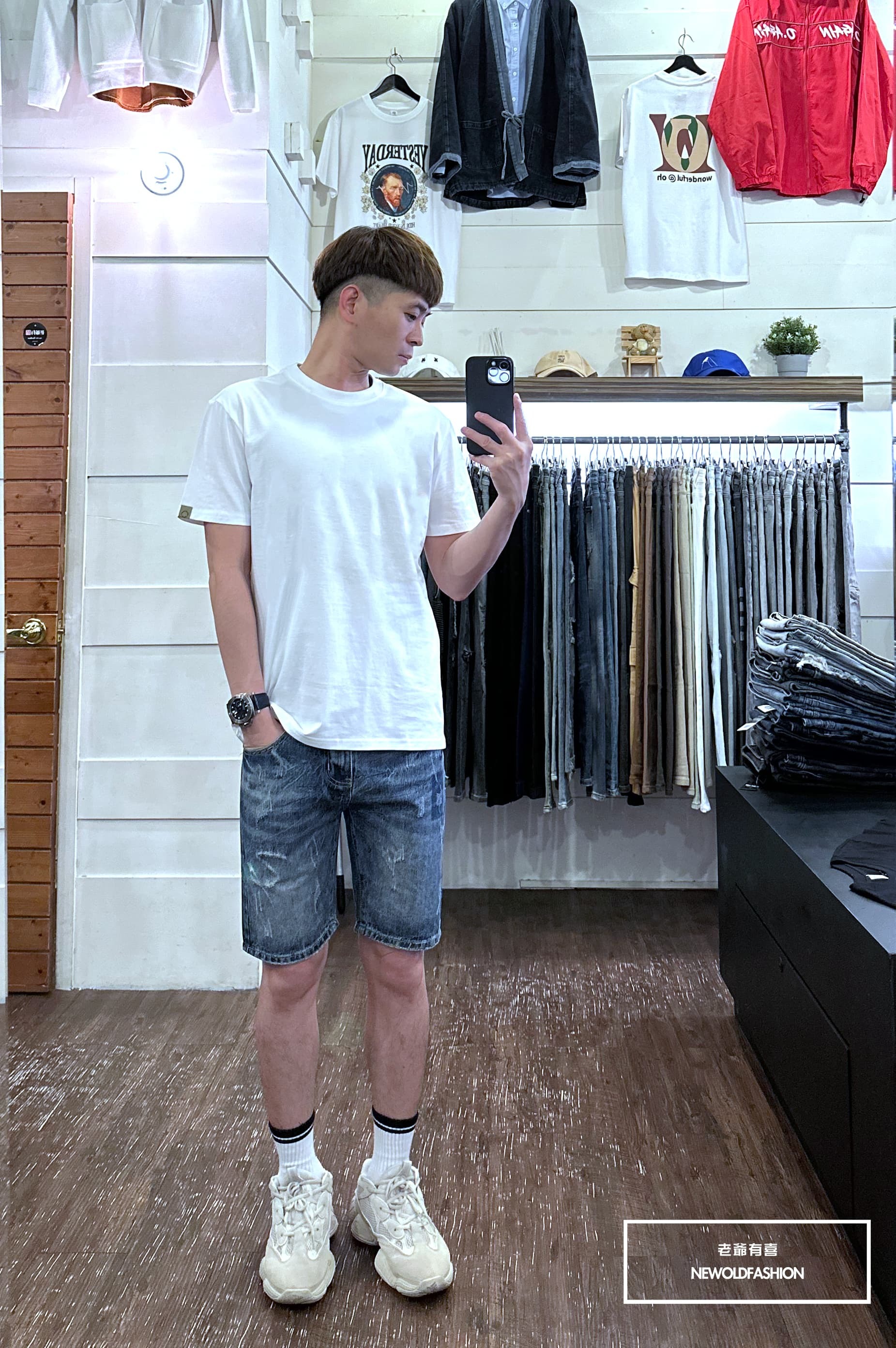 『新品上市』重磅全素修身剪裁短T(NOF2303C40001)-白